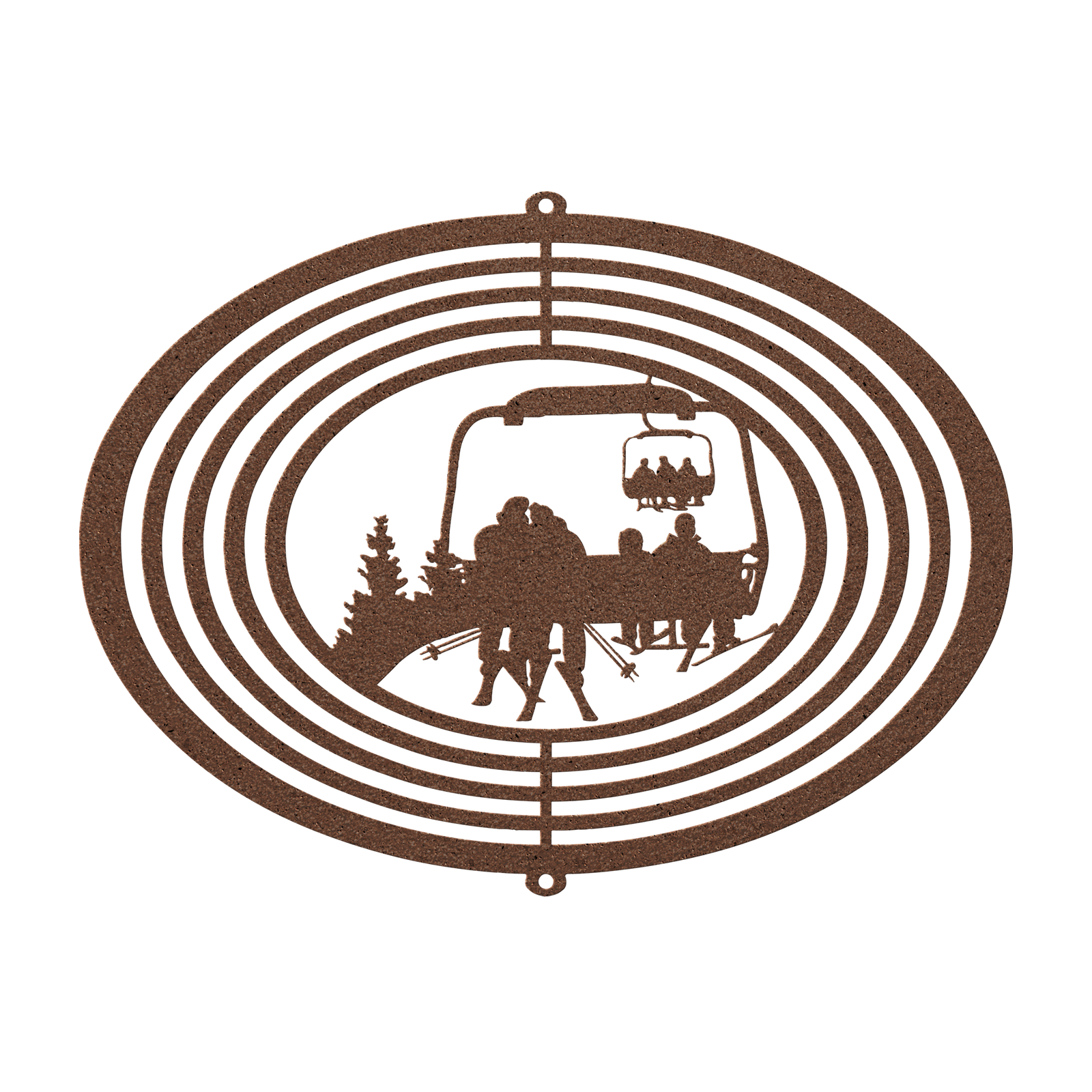 PERSONALIZED Skiing Family Wind Spinner - 2 Skiing Parents, 2 Skiing Children - Made in the USA 🇺🇸