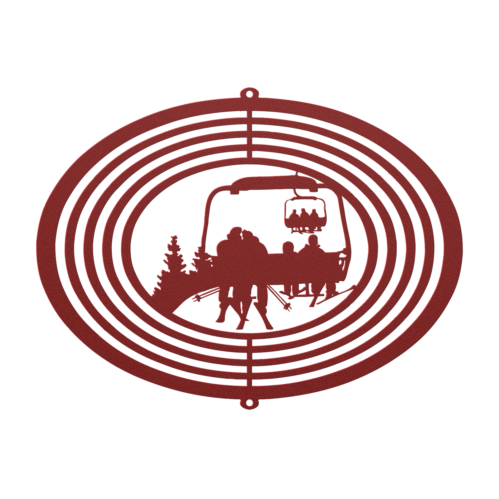 PERSONALIZED Skiing Family Wind Spinner - 2 Skiing Parents, 2 Skiing Children - Made in the USA 🇺🇸