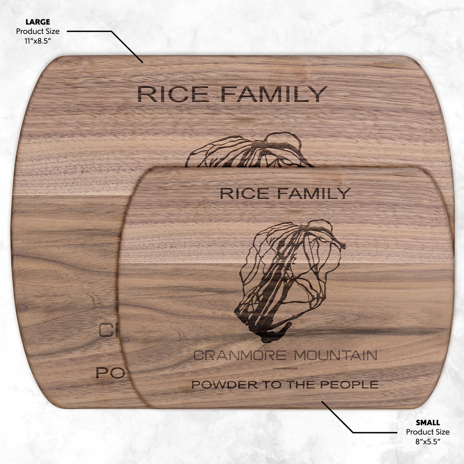PERSONALIZED Cranmore Mountain, New Hampshire SKI TRAIL MAP CUTTING BOARD