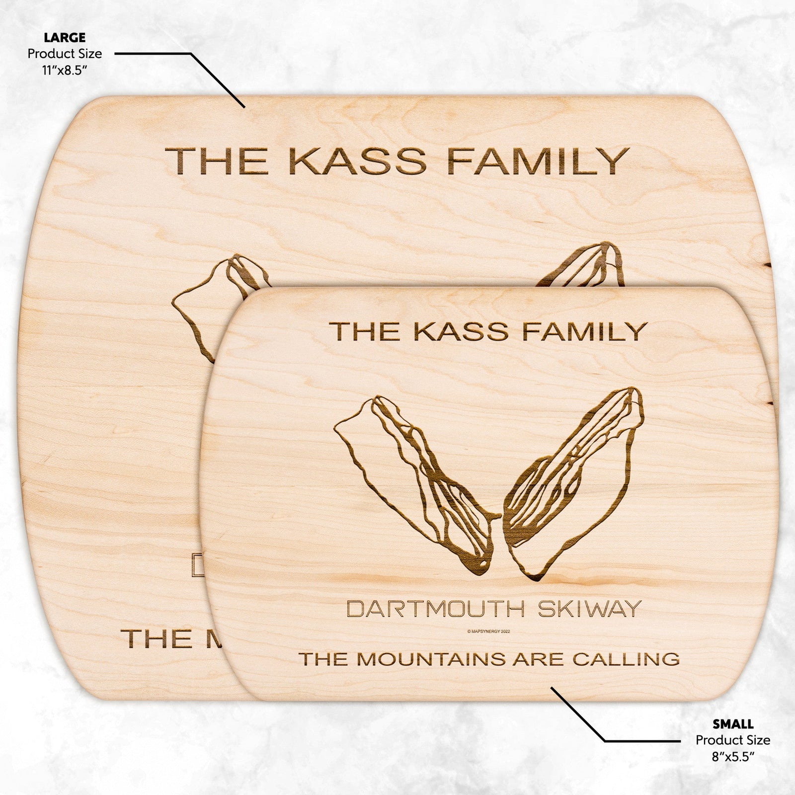 PERSONALIZED Dartmouth Skiway, New Hampshire SKI TRAIL MAP CUTTING BOARD