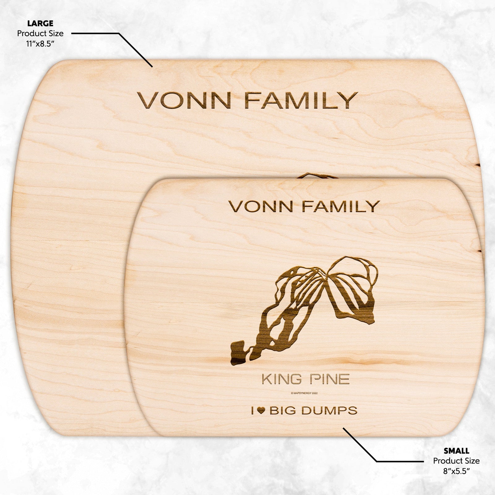PERSONALIZED King Pine, New Hampshire SKI TRAIL MAP CUTTING BOARD