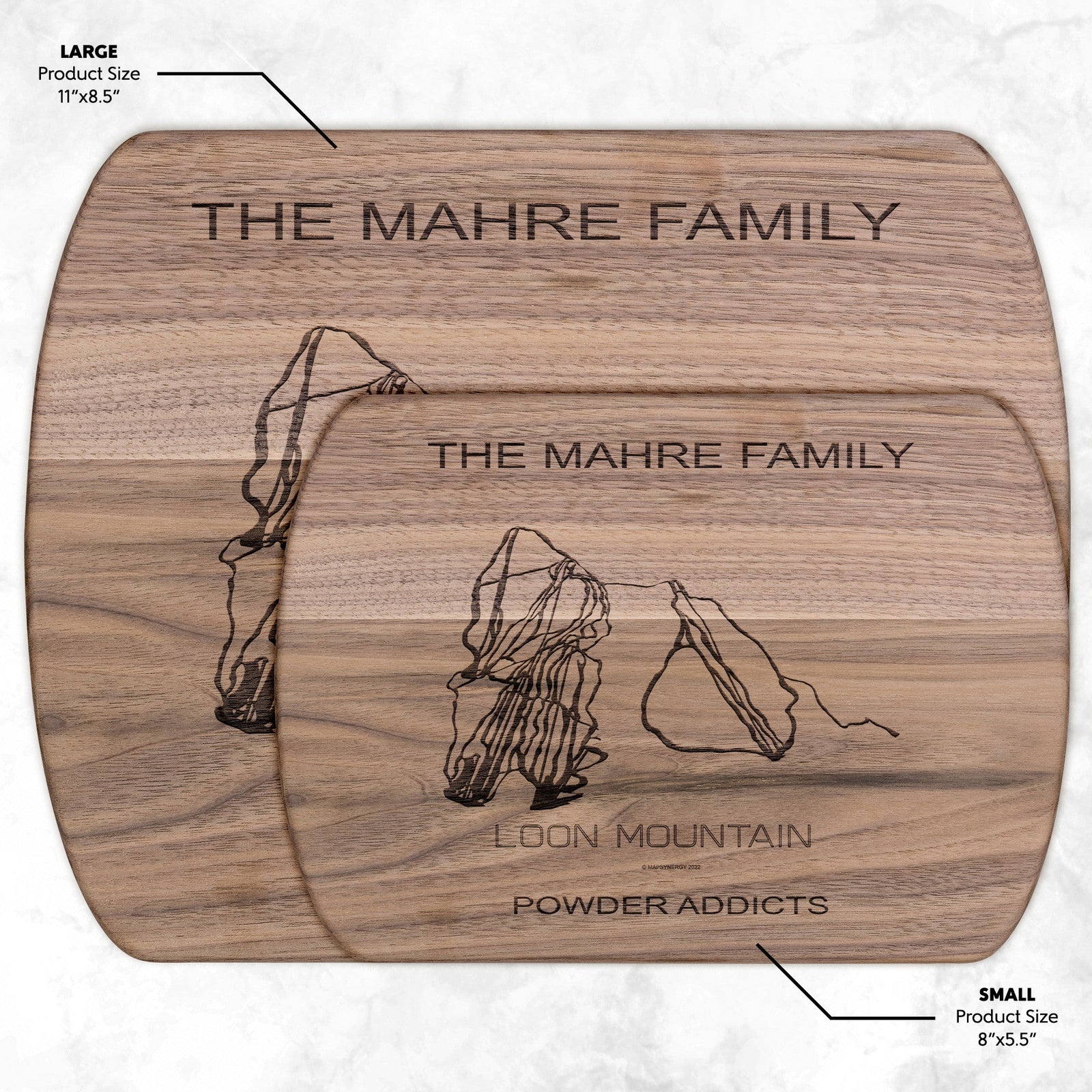 PERSONALIZED Loon Mountain, New Hampshire SKI TRAIL MAP CUTTING BOARD