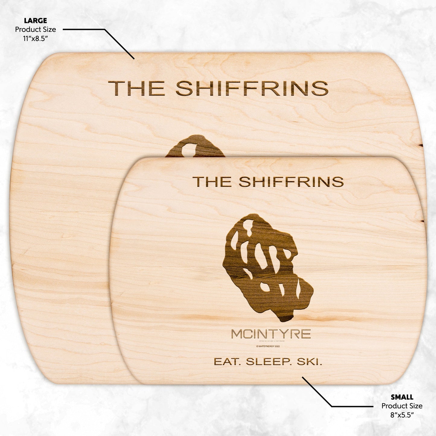 PERSONALIZED McIntyre, New Hampshire SKI TRAIL MAP CUTTING BOARD