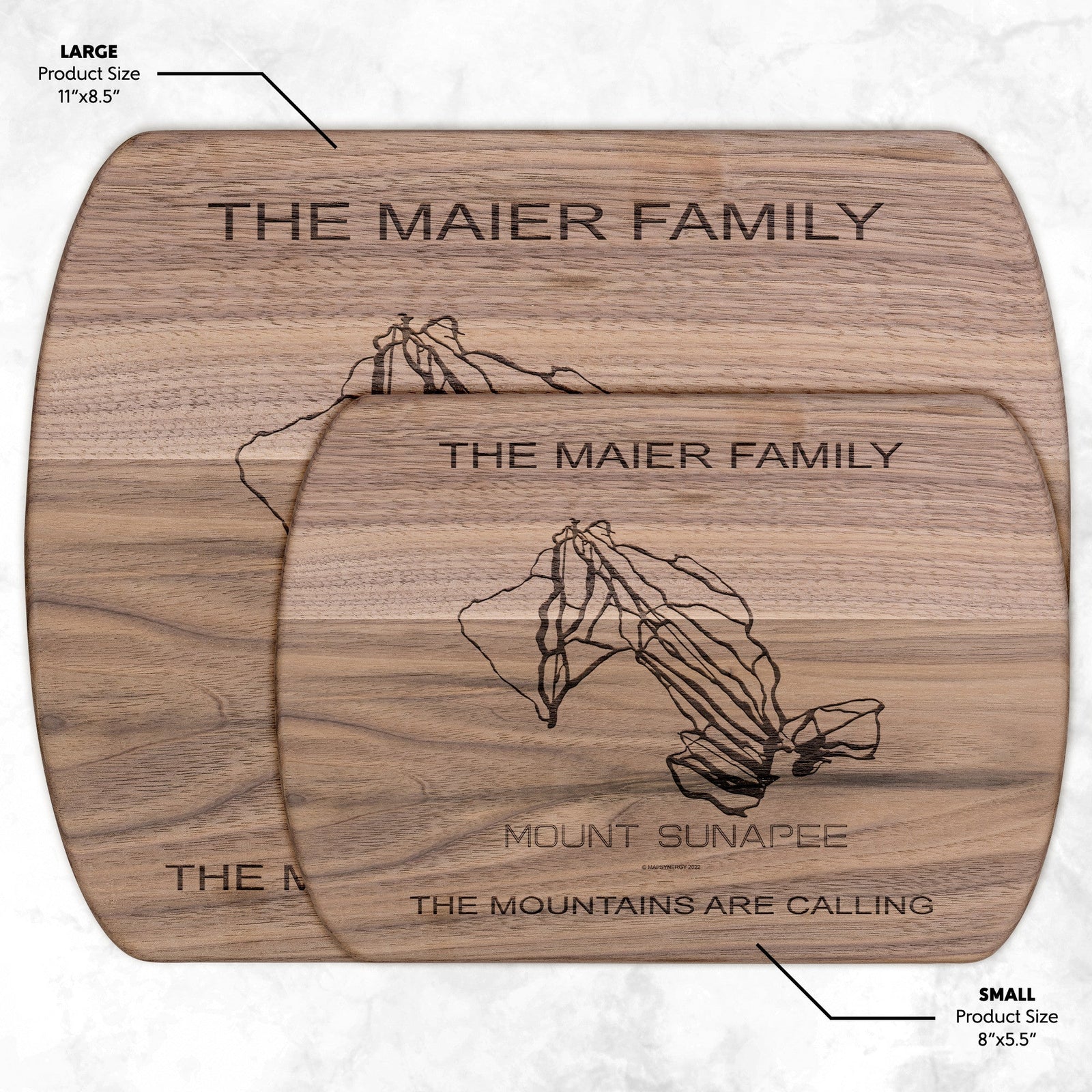 PERSONALIZED Mount Sunapee, New Hampshire SKI TRAIL MAP CUTTING BOARD