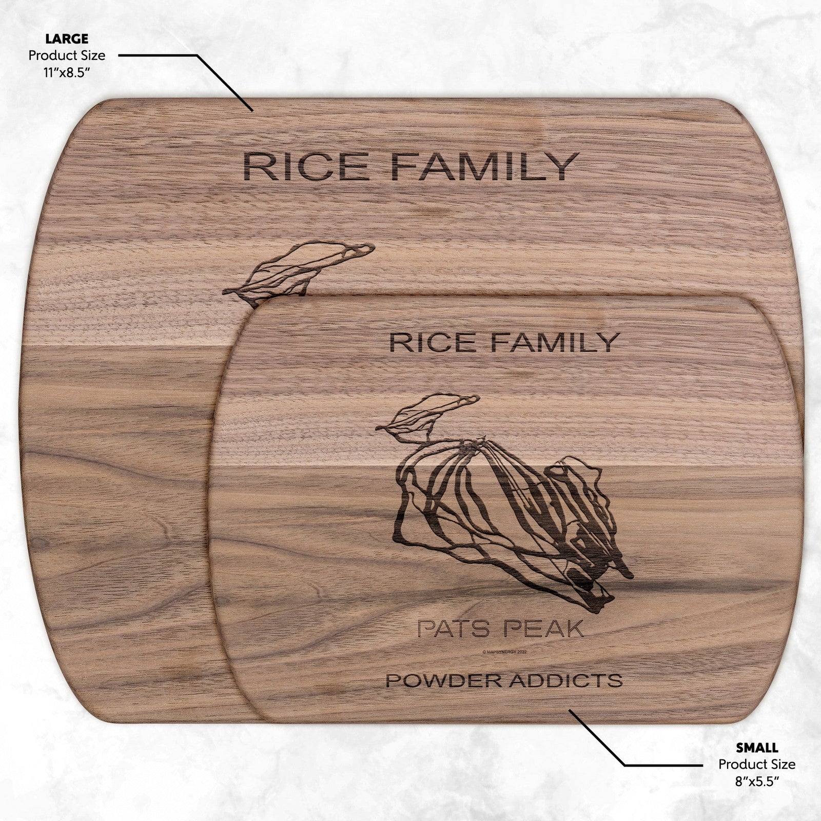 PERSONALIZED Pats Peak, New Hampshire SKI TRAIL MAP CUTTING BOARD