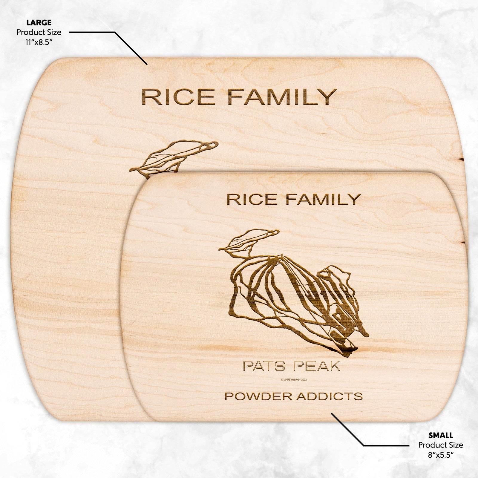PERSONALIZED Pats Peak, New Hampshire SKI TRAIL MAP CUTTING BOARD