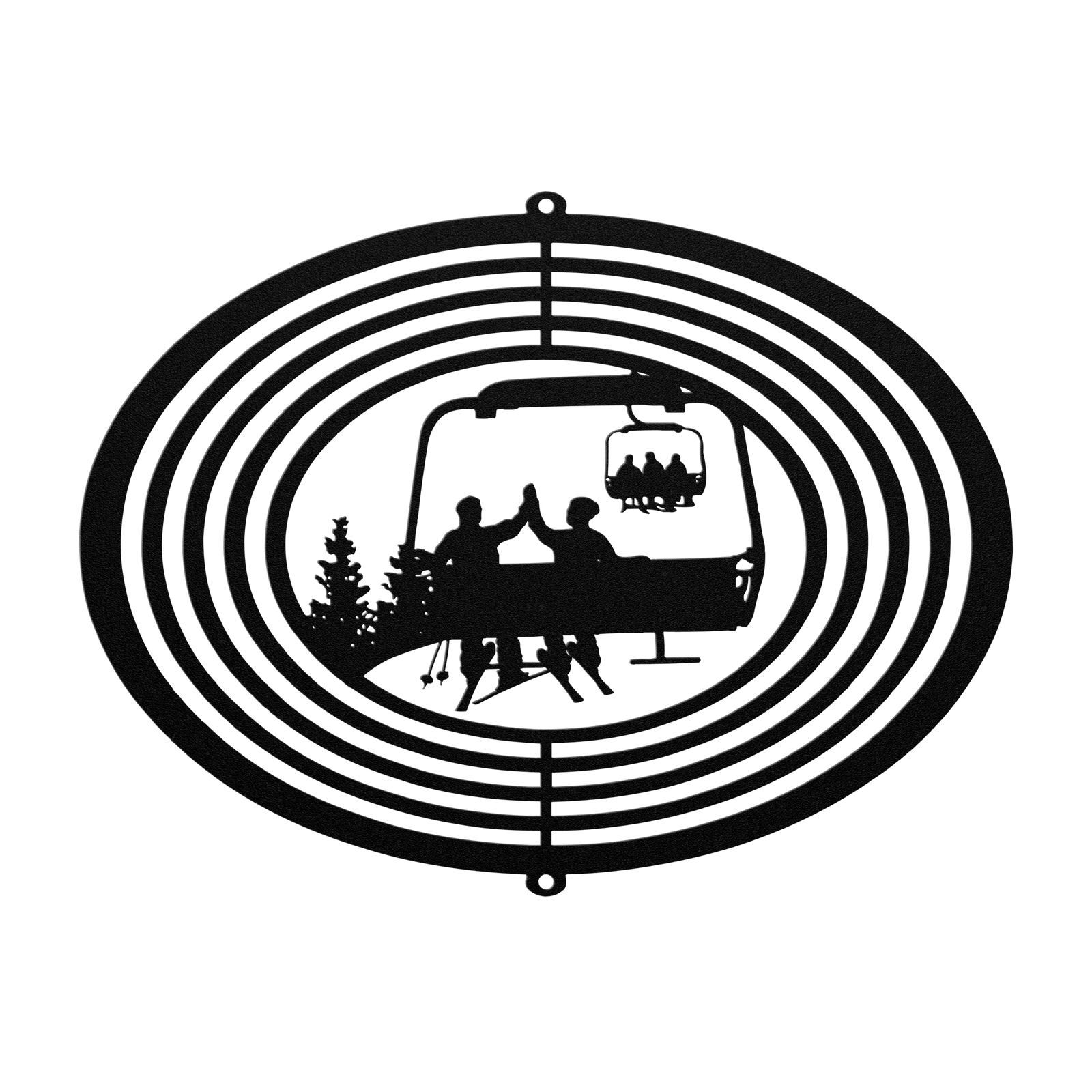 PERSONALIZED WIND SPINNER - 2 SKIING FRIENDS- MADE IN THE USA 🇺🇸