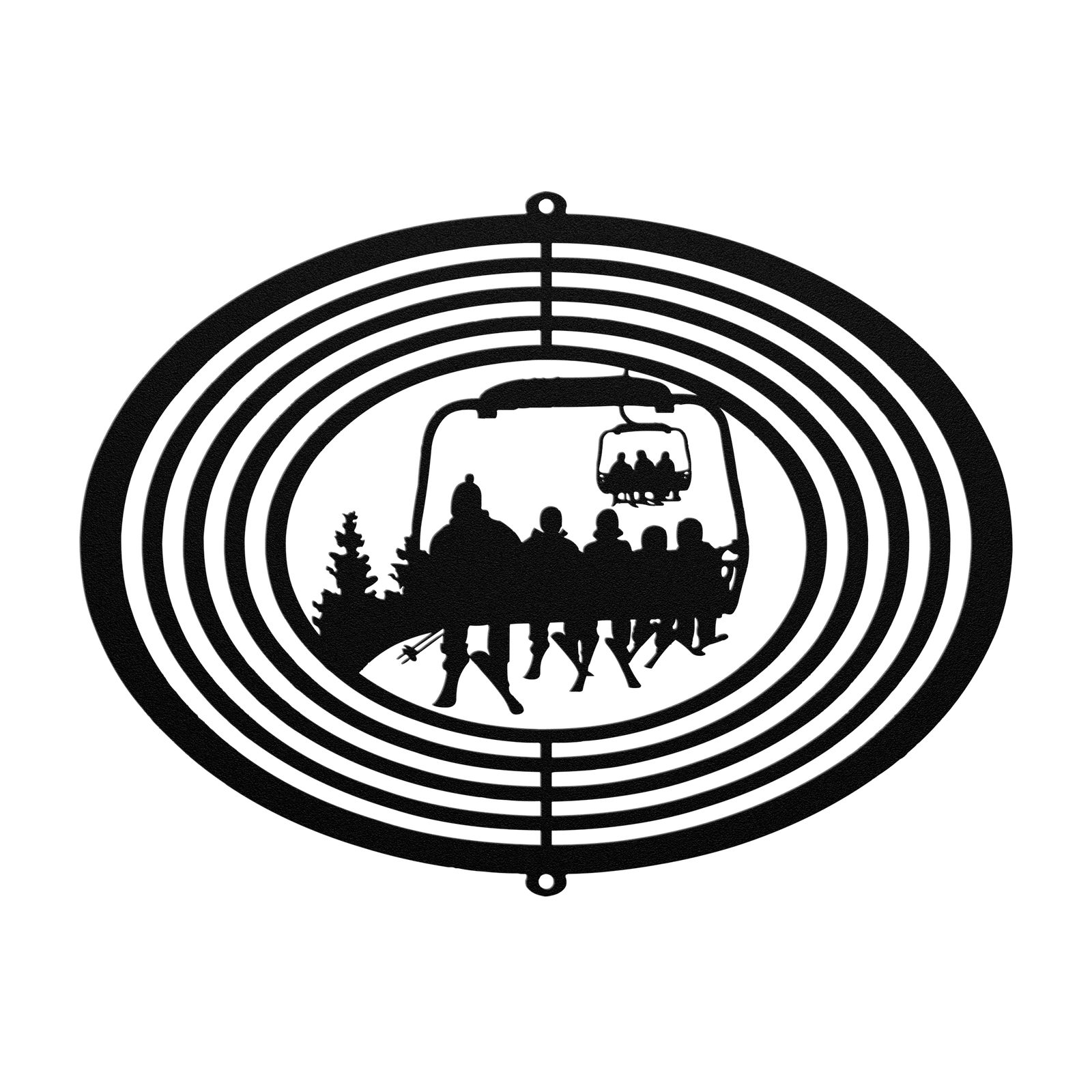 PERSONALIZED WIND SPINNER - 1 SKIING PARENT, 4 SKIING Children - MADE IN THE USA 🇺🇸