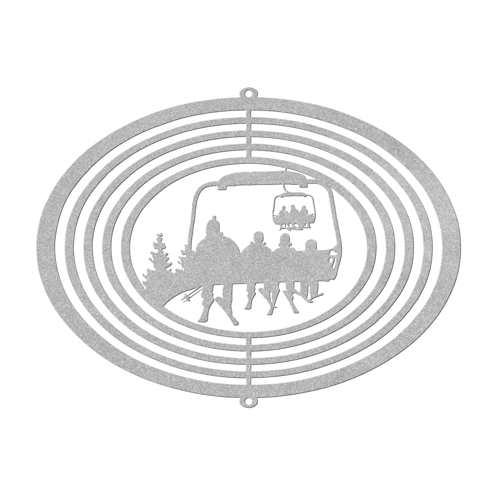 PERSONALIZED WIND SPINNER - 1 SKIING PARENT, 3 SKIING CHILDREN - MADE IN THE USA 🇺🇸