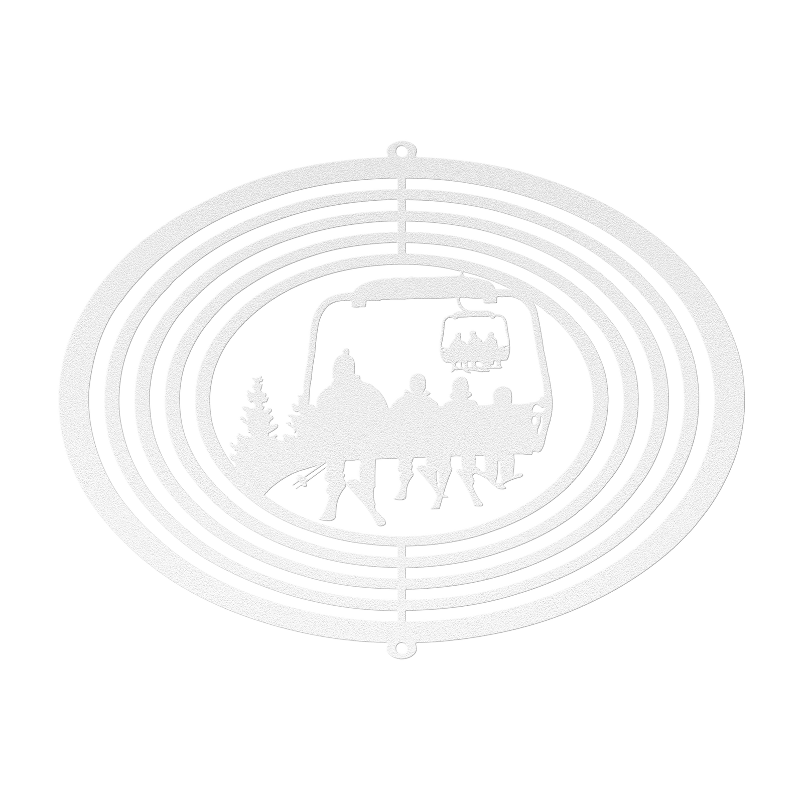 PERSONALIZED WIND SPINNER - 1 SKIING PARENT, 3 SKIING CHILDREN - MADE IN THE USA 🇺🇸