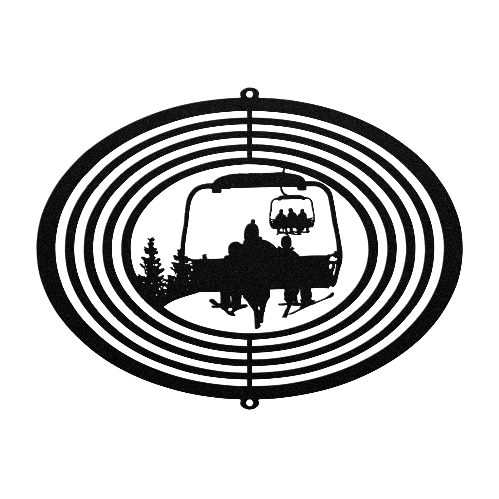 PERSONALIZED WIND SPINNER - SKIING PARENT AND 2 SKIING CHILDREN - MADE IN THE USA 🇺🇸