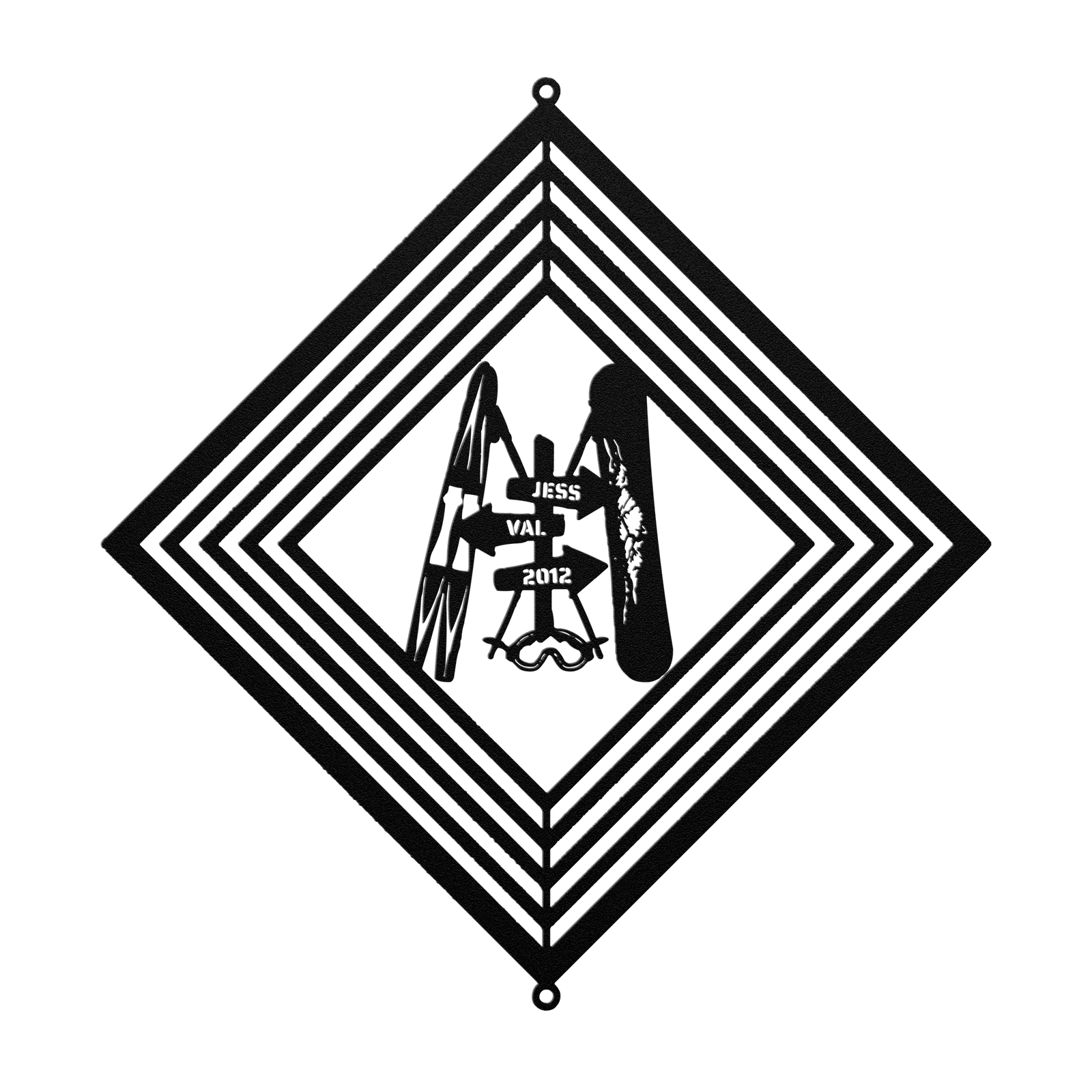 POWDER ADDICTS PERSONALIZED SKI AND RIDE COUPLE WIND SPINNER