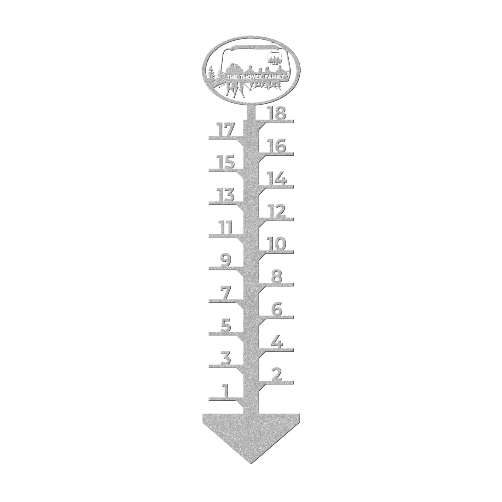 PERSONALIZED CHAIRLIFT SNOW GAUGE- 2 SKIING PARENTS AND 4 SKIING CHILDREN- MADE IN THE USA 🇺🇸