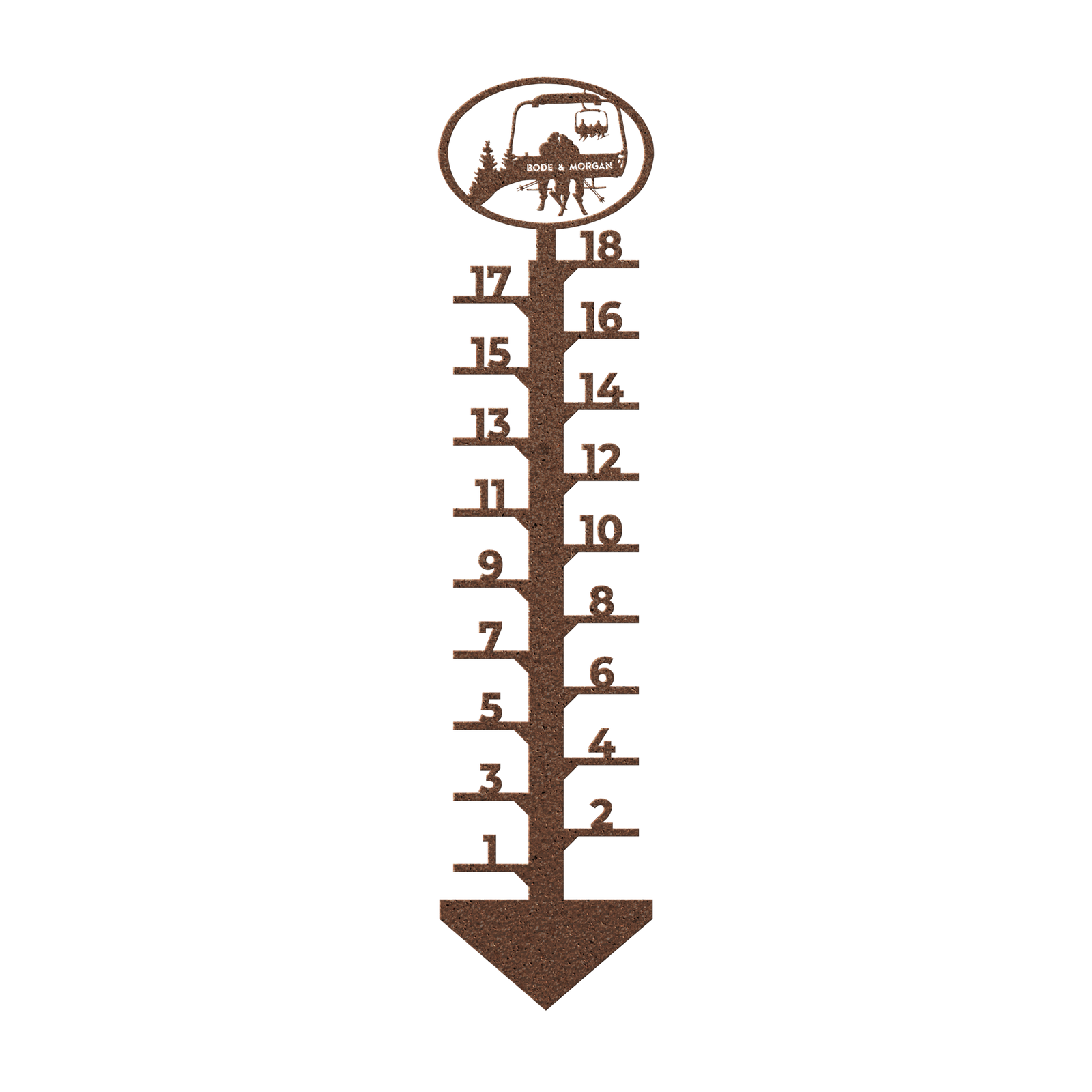 PERSONALIZED CHAIRLIFT SNOW GAUGE - 2 SKIING PARENTS, 3 SKIING CHILDREN - MADE IN THE USA 🇺🇸