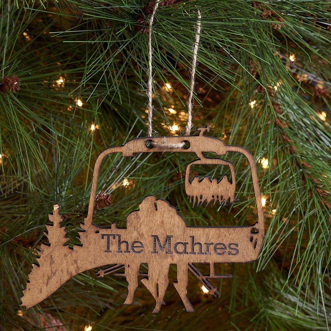 PERSONALIZED Chairlift Ski Family Christmas Ornament (๐บ๐ธ Made In The USA) - Powderaddicts