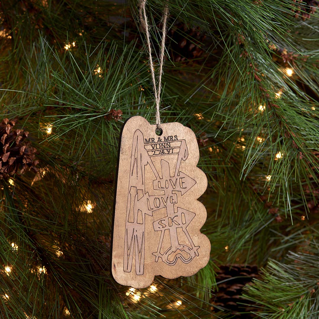 PERSONALIZED Live Love Ski & Ride Christmas Ornament (🇺🇸 Made In The USA) - Powderaddicts