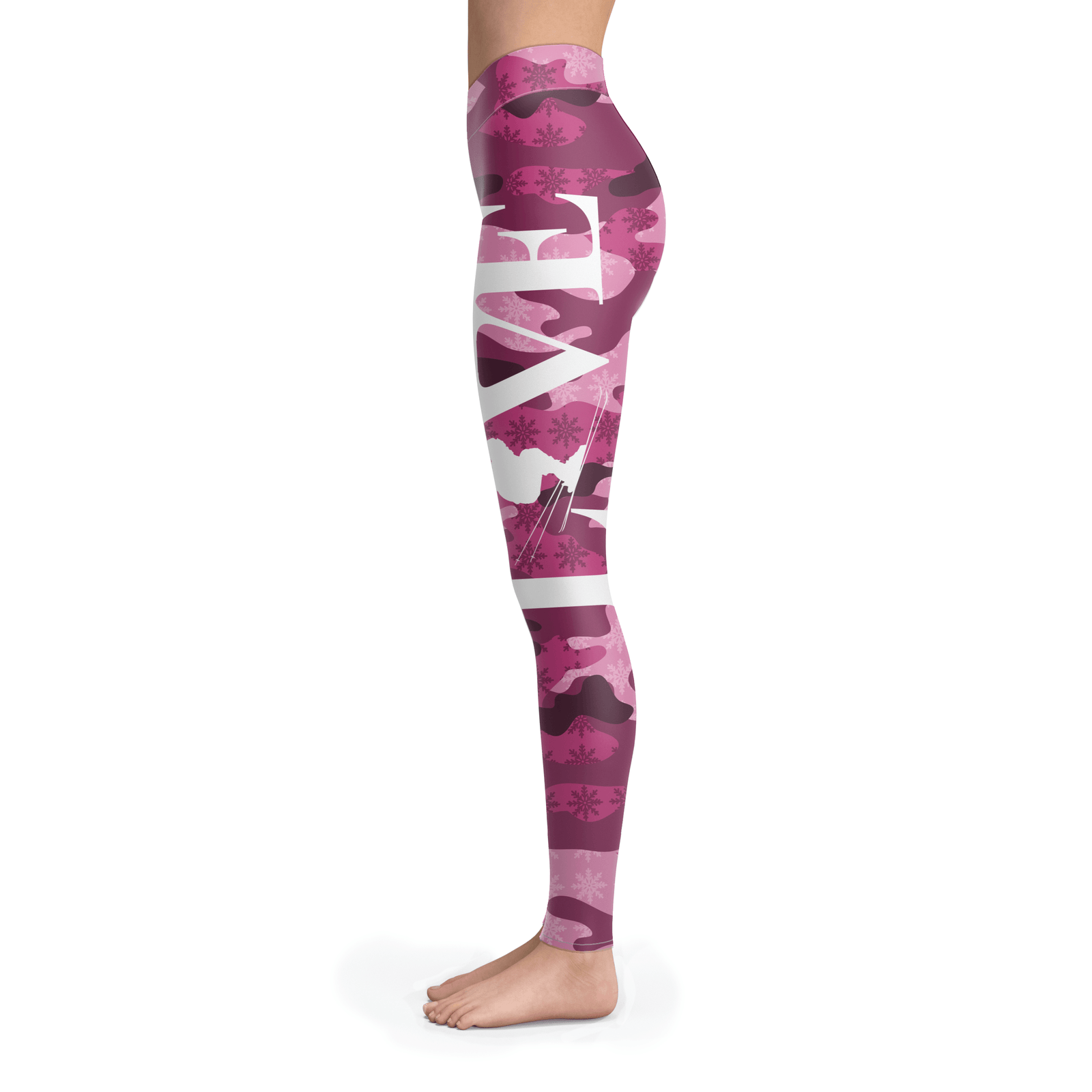 Love Ski Pink Patterns Leggings - Powderaddicts