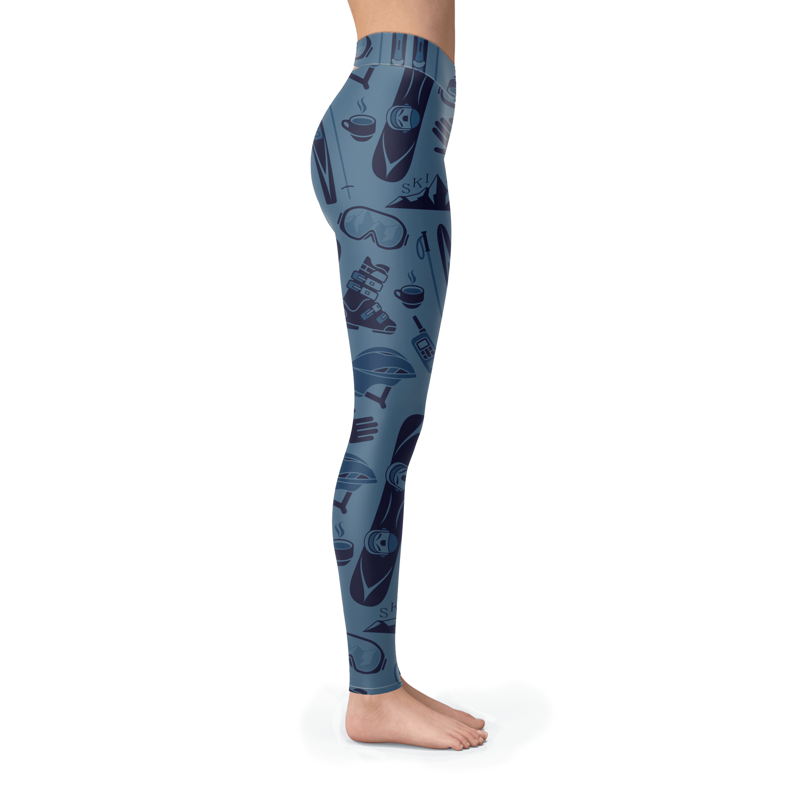 Ski and Snowboard Blue Patterns Leggings - Powderaddicts