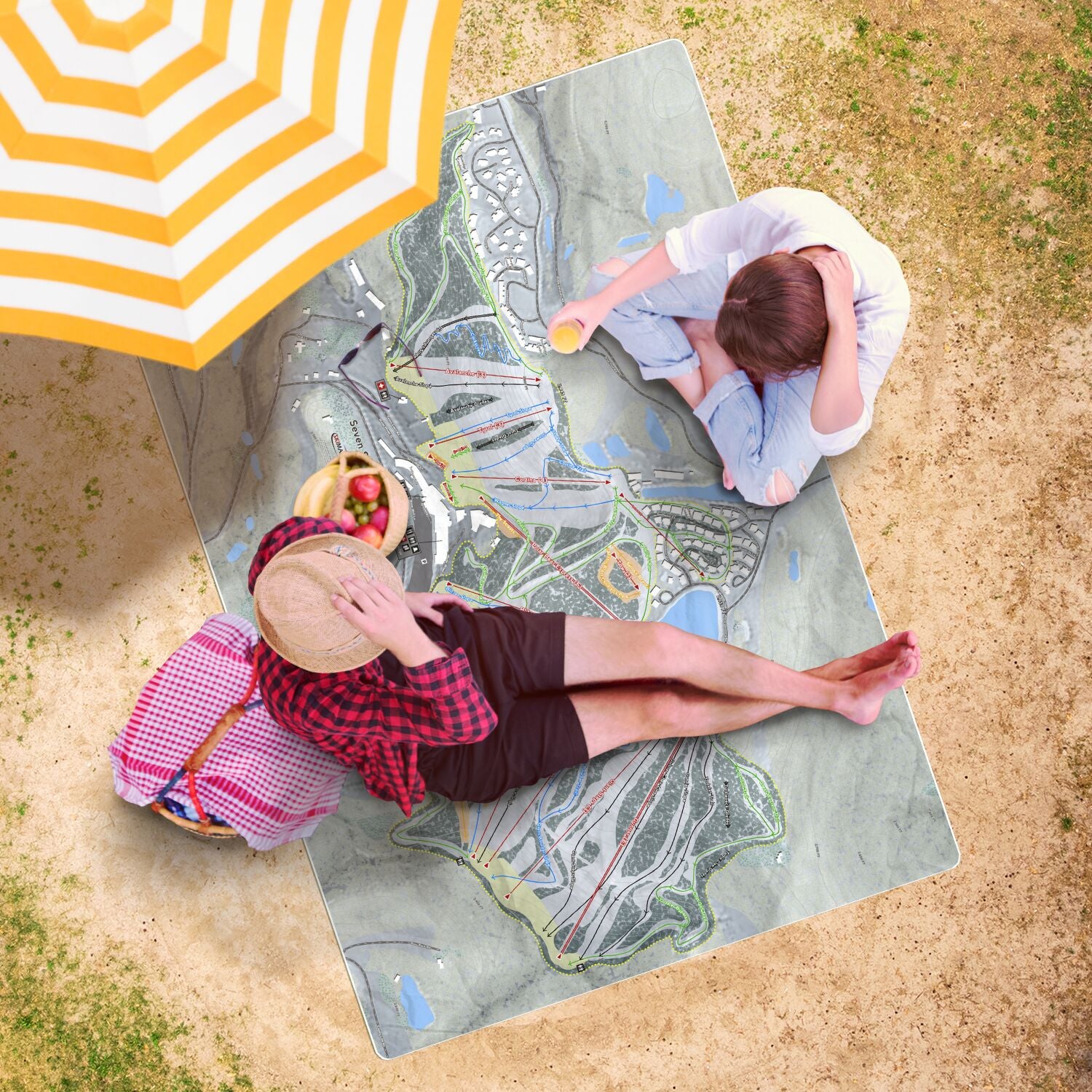 Seven Springs, Pennsylvania Ski Resort Map Printed Beach Towel - Powderaddicts