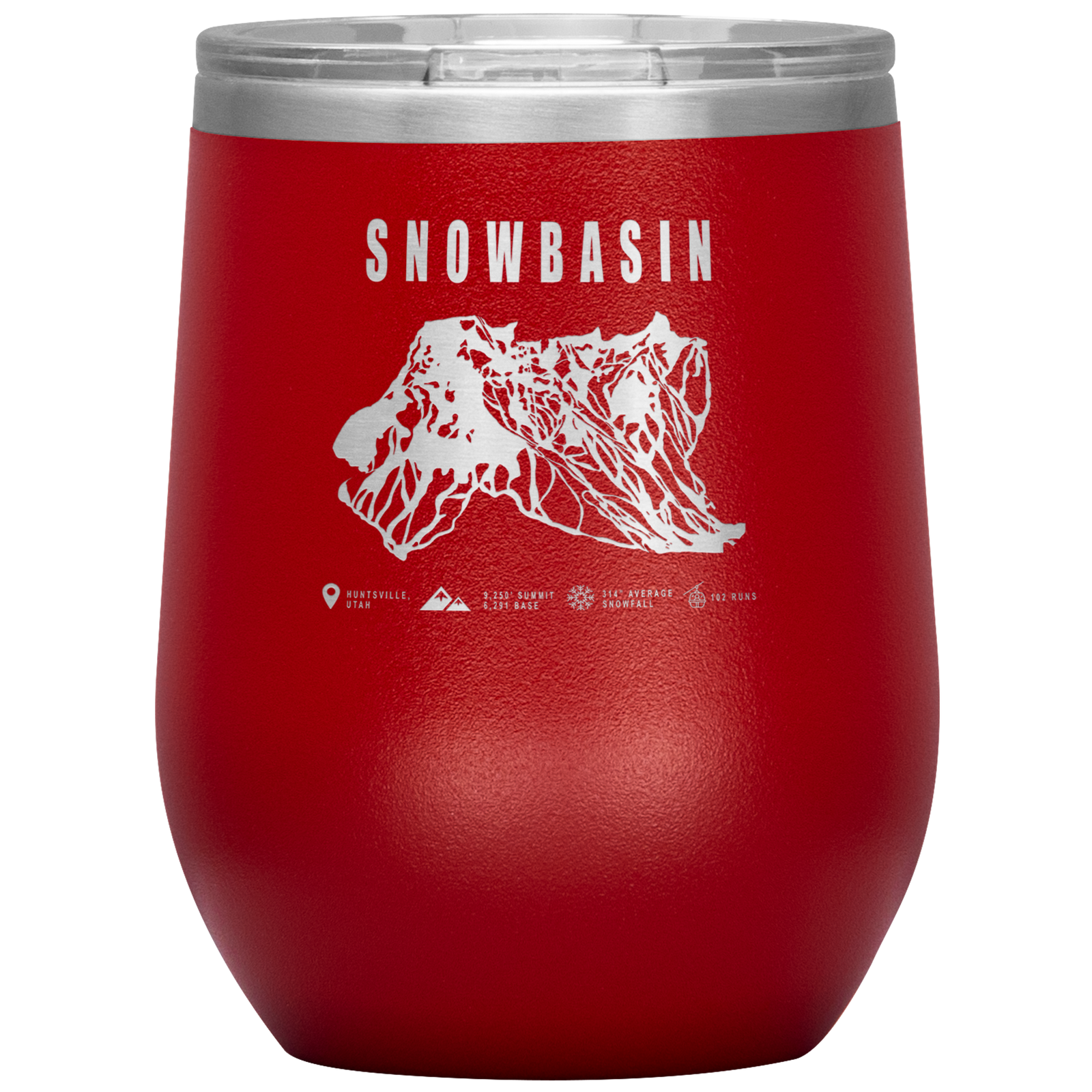 Snowbasin, Utah Ski Resort Wine 12oz Tumbler - Powderaddicts