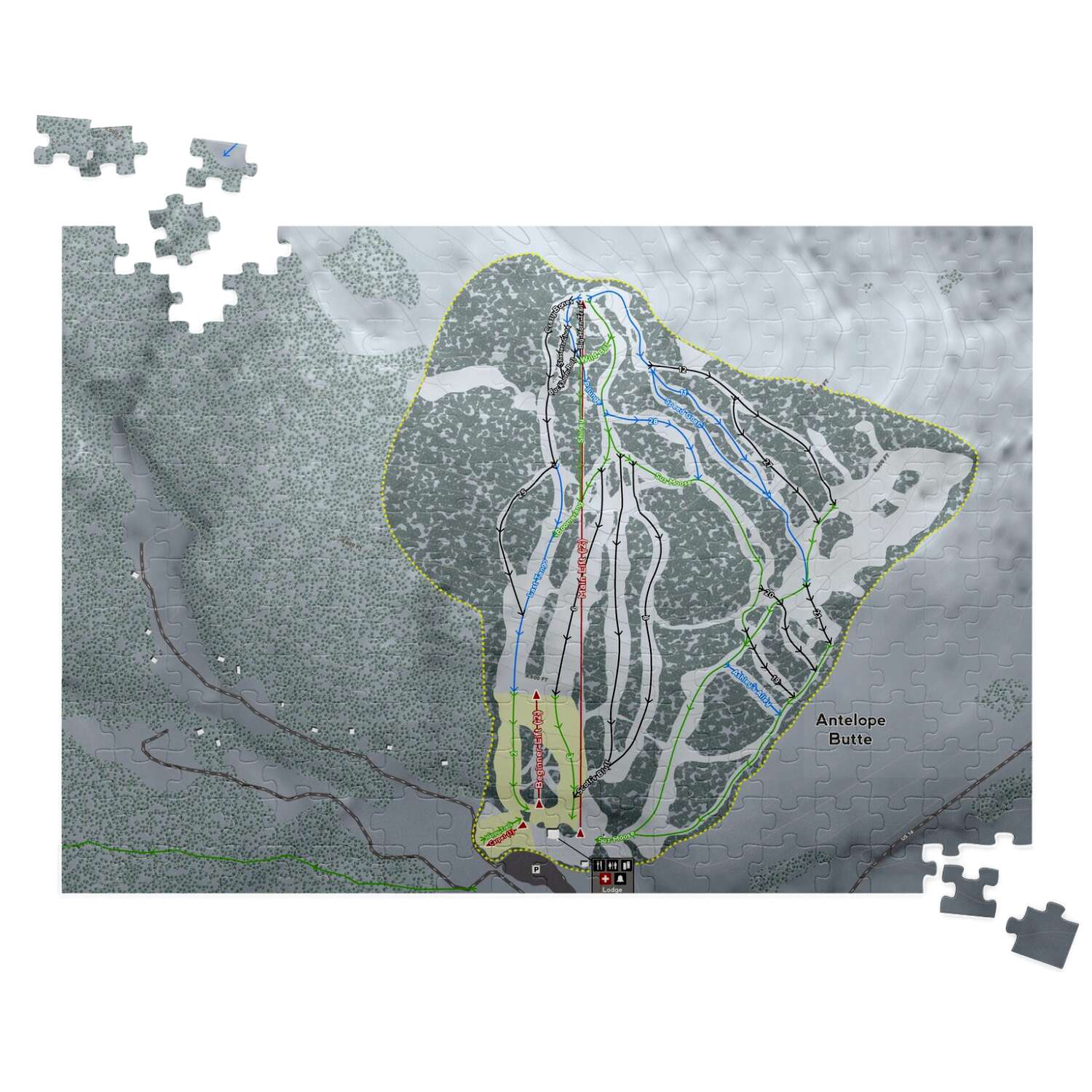 Antelope Butte Wyoming Ski Trail Map Puzzle - Powderaddicts