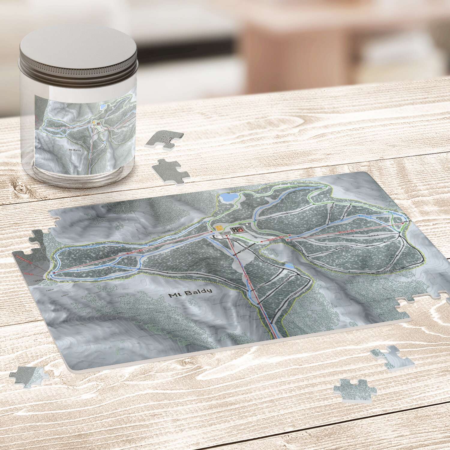 Mt. Baldy, California Ski Trail Map Puzzle - Powderaddicts