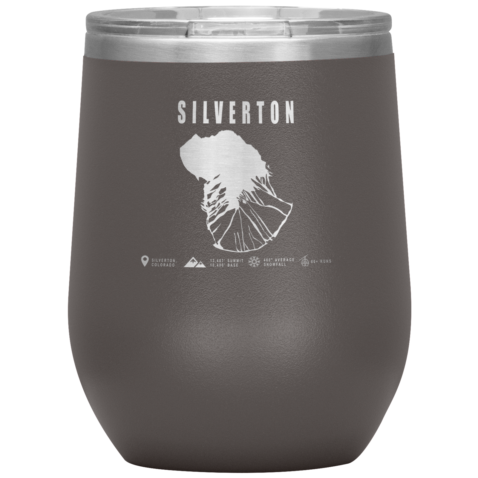 Silverton Colorado Ski Trail Map Wine 12oz Tumbler - Powderaddicts