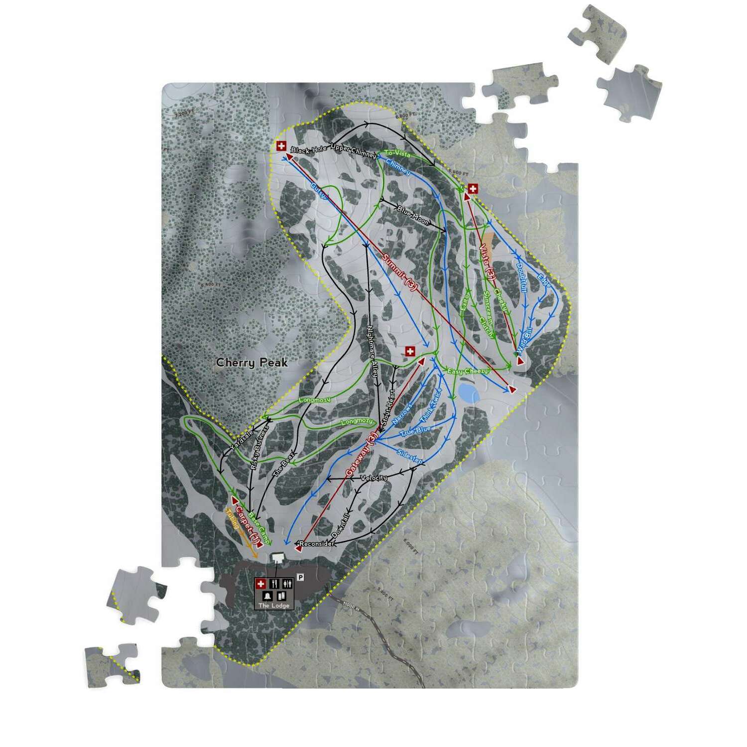 Cherry Peak, Utah Ski Trail Map Puzzle - Powderaddicts