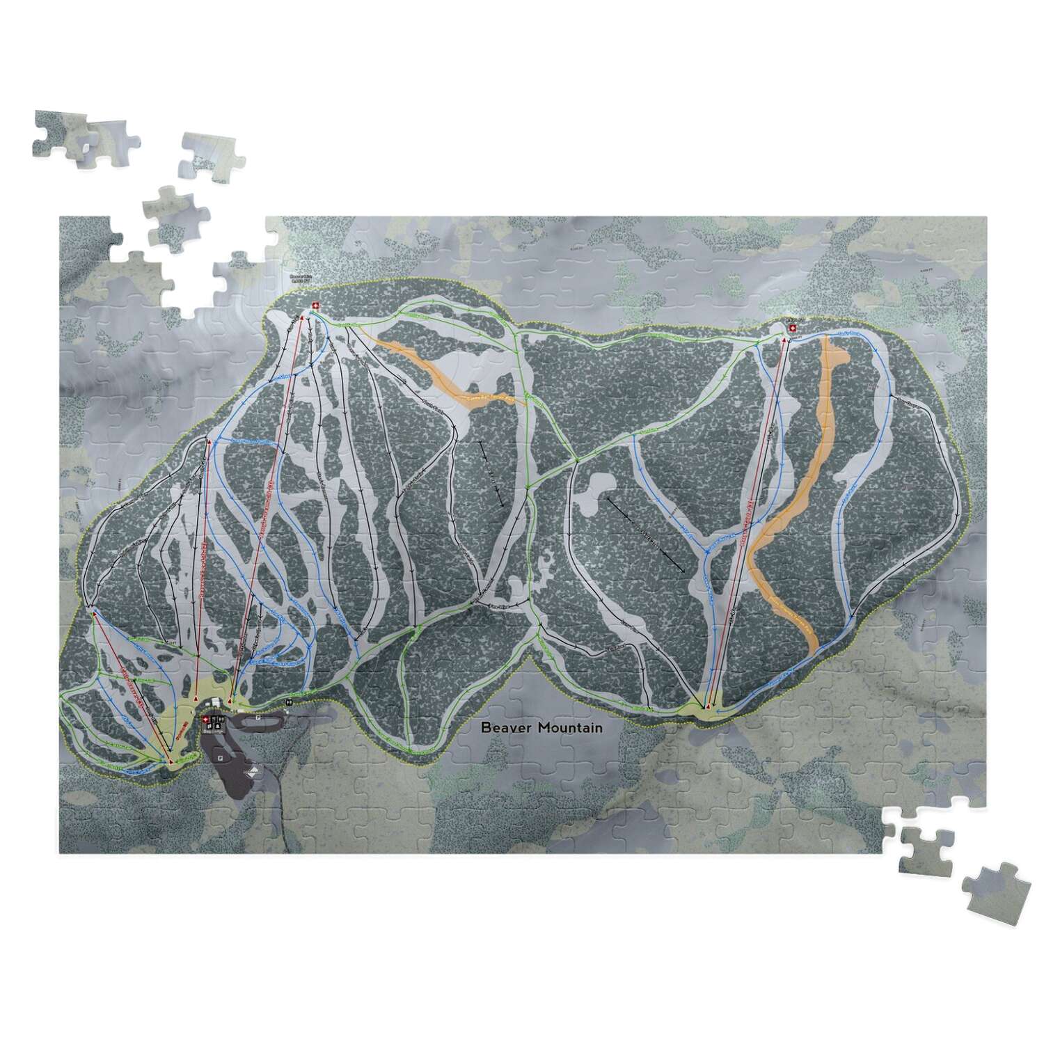 Beaver Mountain, Utah Ski Trail Map Puzzle - Powderaddicts
