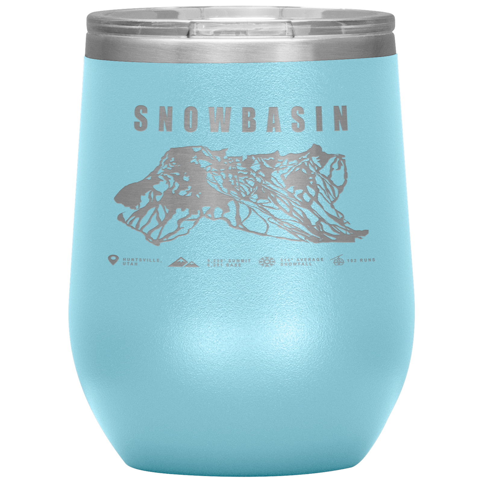 Snowbasin, Utah Ski Trail Map Wine 12oz Tumbler - Powderaddicts