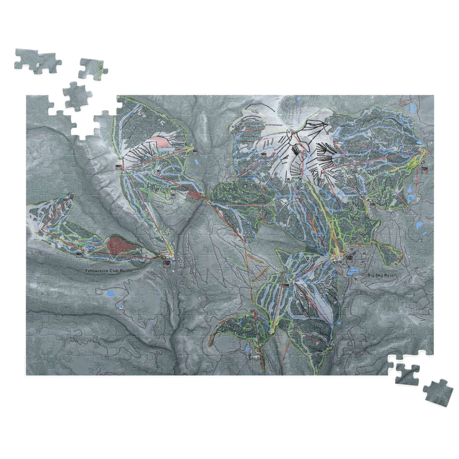 Big Sky Combo Montana Ski Trail Map Puzzle - Powderaddicts