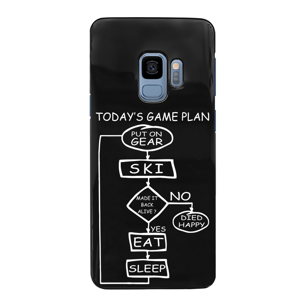 Today's Gameplan - Skiing Back Printed Black Hard Phone Case - Powderaddicts