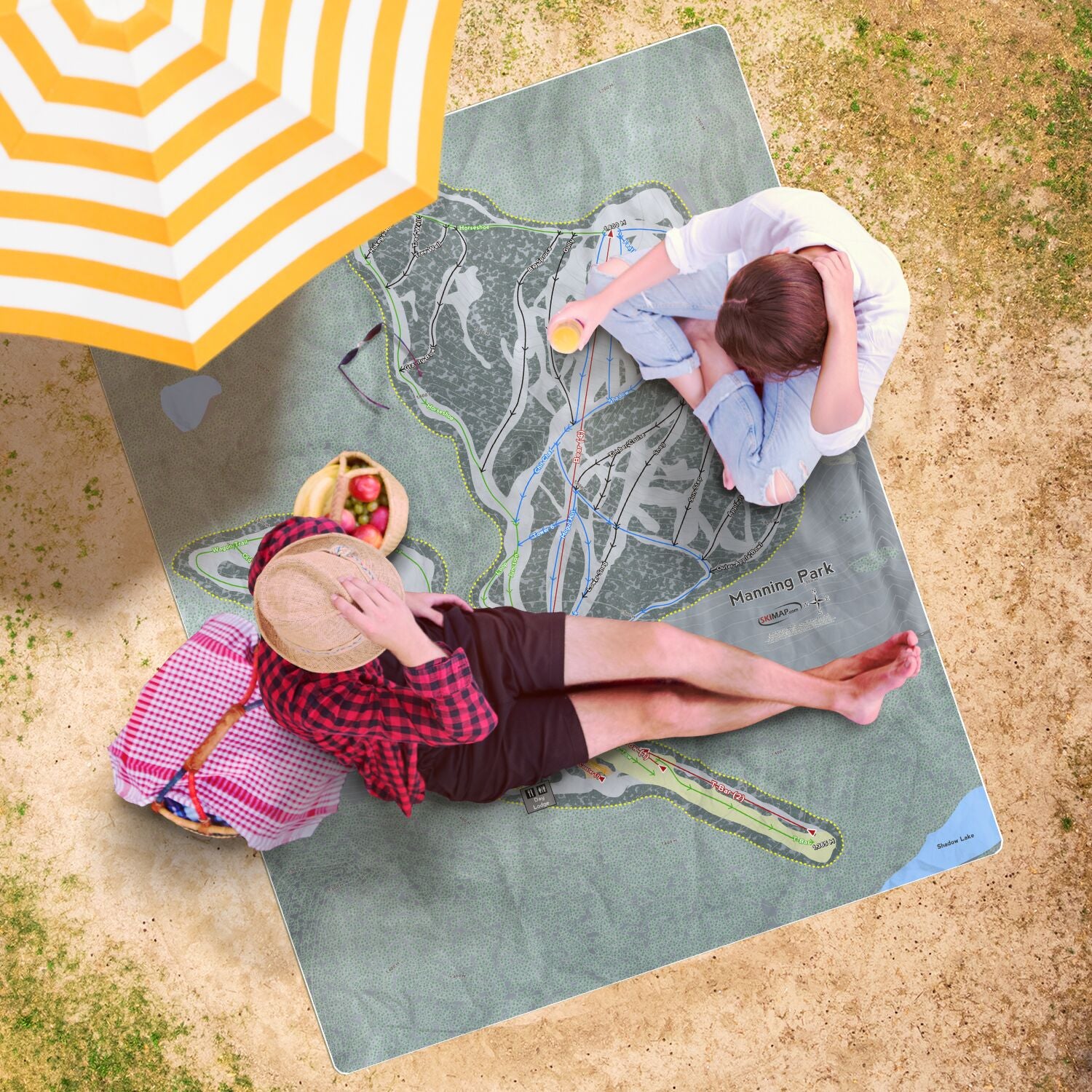 Manning Park, British Columbia Ski Resort Map Printed Beach Towel - Powderaddicts