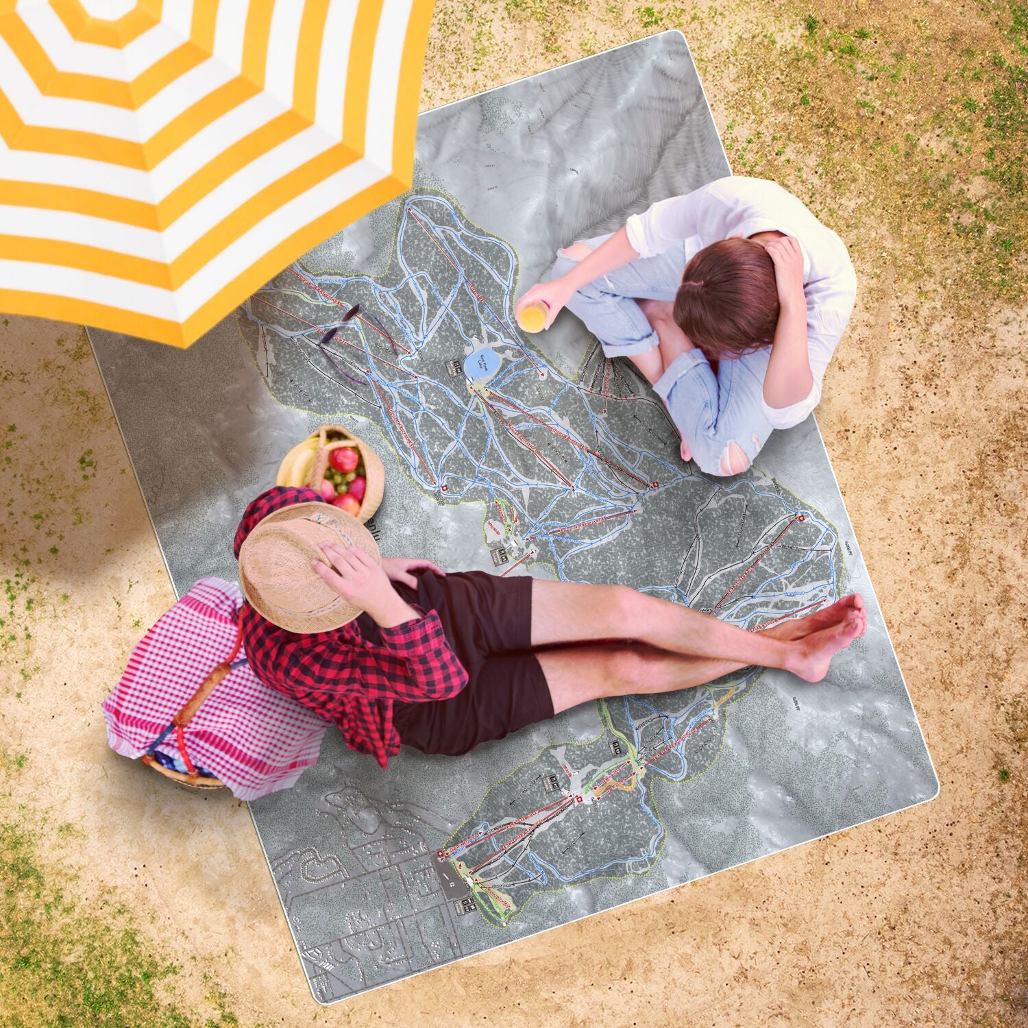 Heavenly, Nevada Ski Resort Map Printed Beach Towel - Powderaddicts