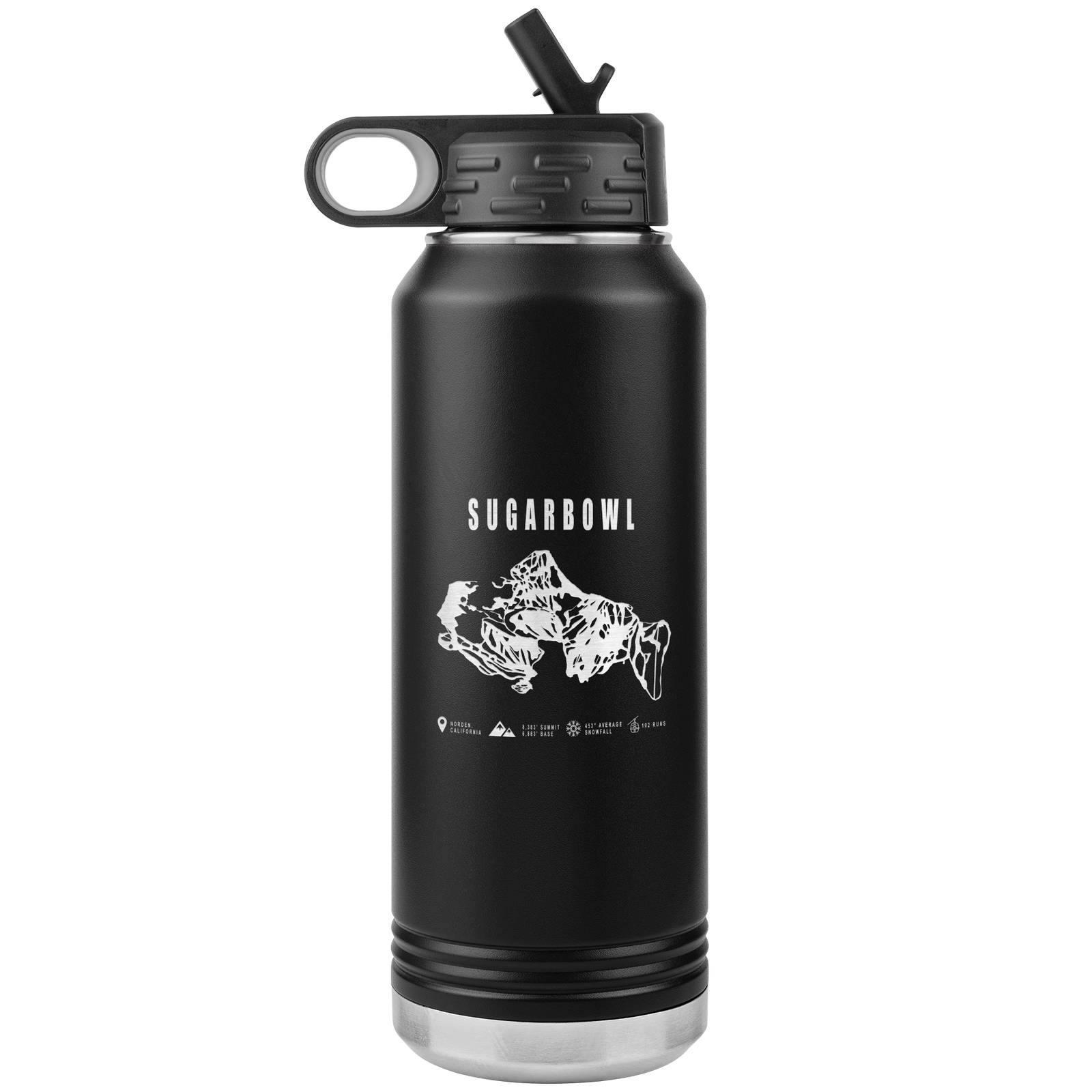 Sugarbowl, California Ski Trail Map 32oz Water Bottle Tumbler - Powderaddicts