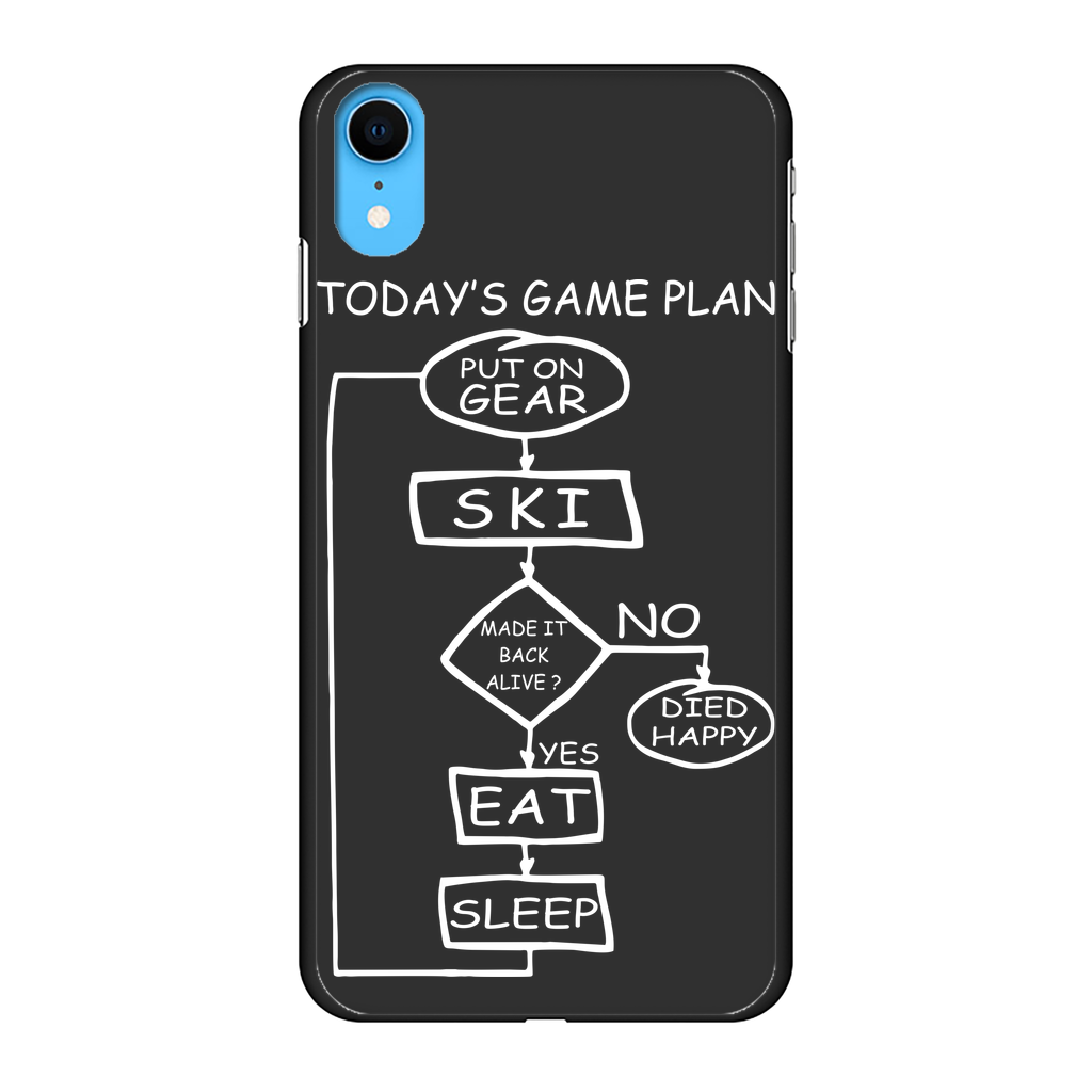 Today's Gameplan - Skiing Back Printed Black Hard Phone Case - Powderaddicts