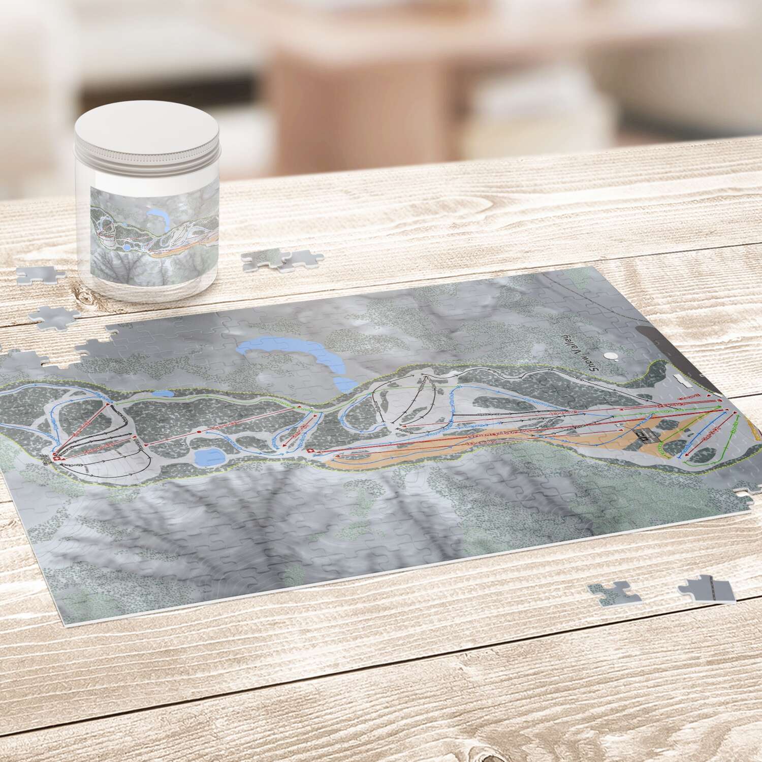 Snow Valley, California Ski Trail Map Puzzle - Powderaddicts