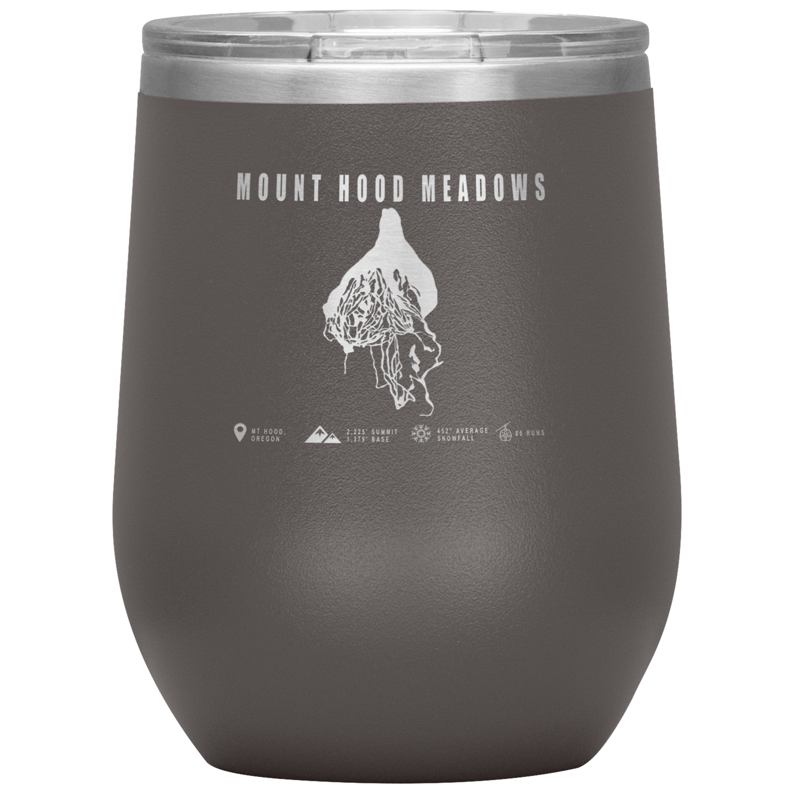 Mount Hood Meadows, Oregon Ski Trail Map Wine 12oz Tumbler - Powderaddicts