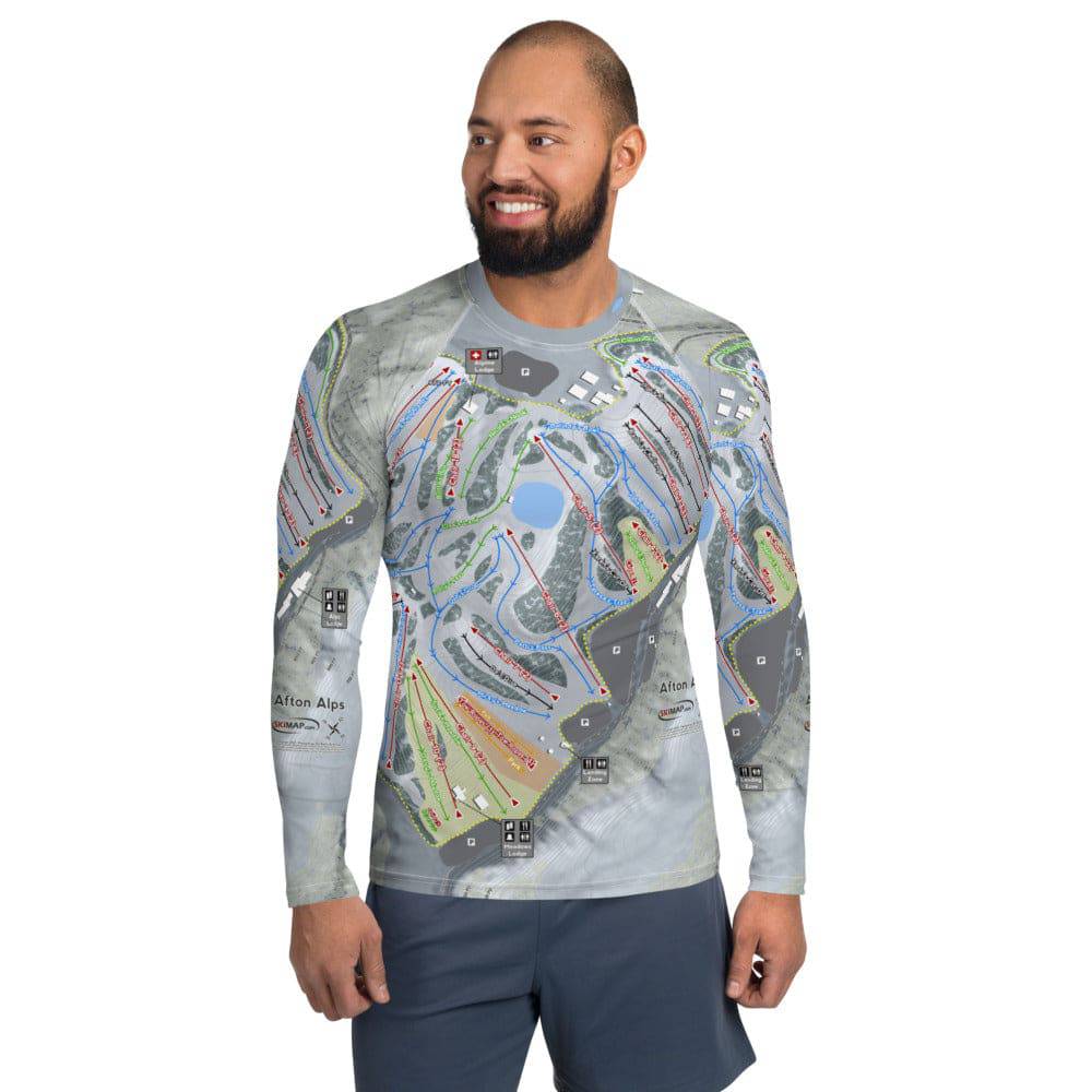 Afton Alps, Minnesota Ski Trail Map Men's Base Layer Top - Powderaddicts