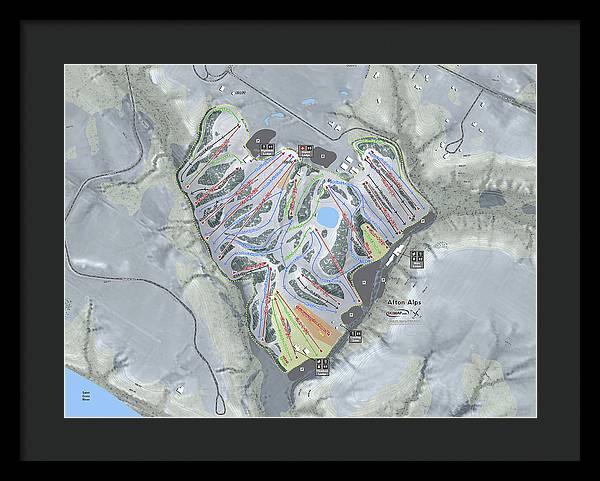 Afton Alps Ski Trail Map - Framed Print - Powderaddicts