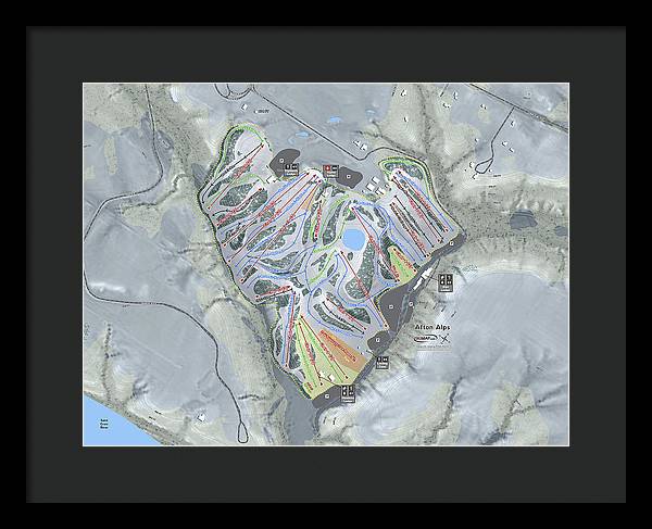 Afton Alps Ski Trail Map - Framed Print - Powderaddicts