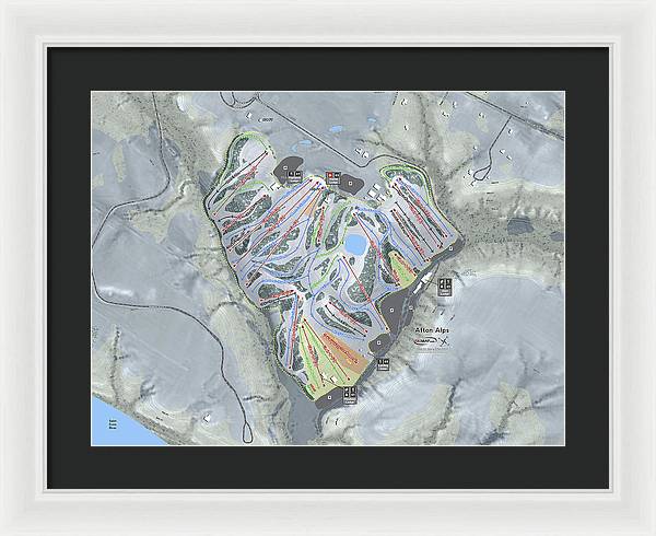 Afton Alps Ski Trail Map - Framed Print - Powderaddicts