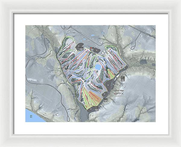 Afton Alps Ski Trail Map - Framed Print - Powderaddicts