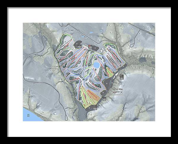 Afton Alps Ski Trail Map - Framed Print - Powderaddicts