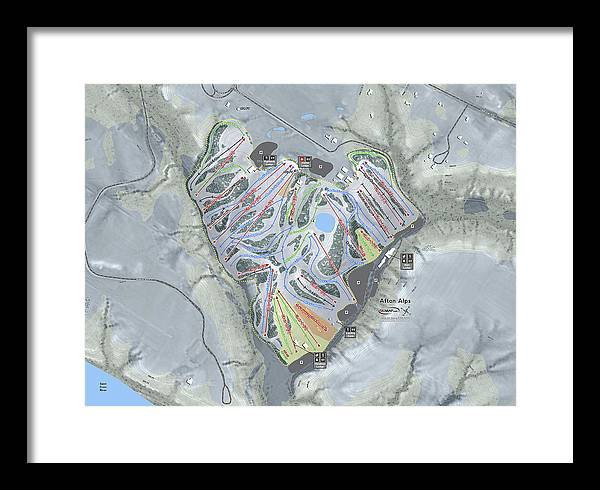 Afton Alps Ski Trail Map - Framed Print - Powderaddicts