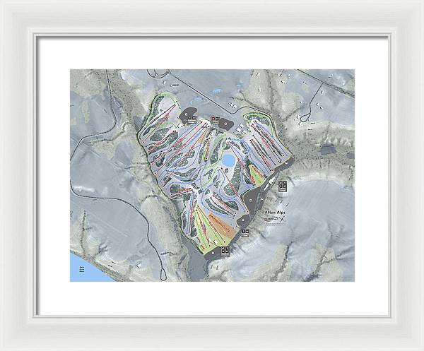 Afton Alps Ski Trail Map - Framed Print - Powderaddicts