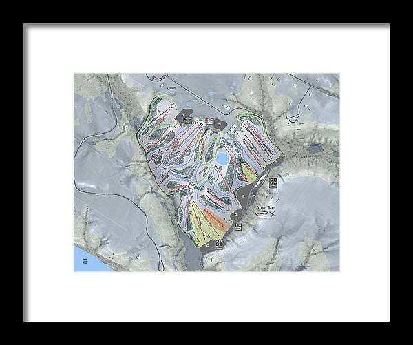 Afton Alps Ski Trail Map - Framed Print - Powderaddicts
