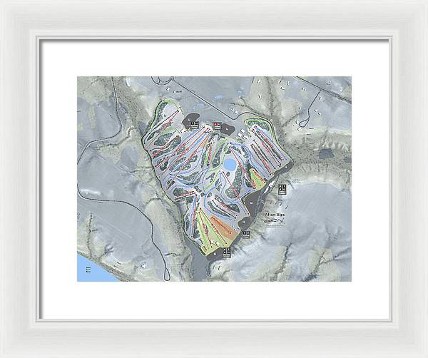 Afton Alps Ski Trail Map - Framed Print - Powderaddicts
