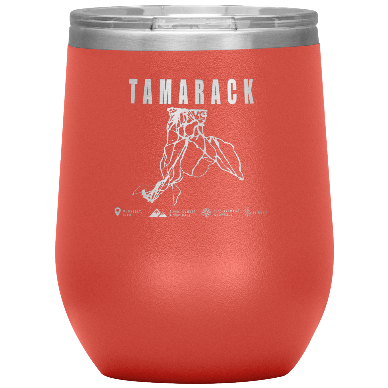 Tamarack Idaho Ski Trail Map Wine 12oz Tumbler - Powderaddicts
