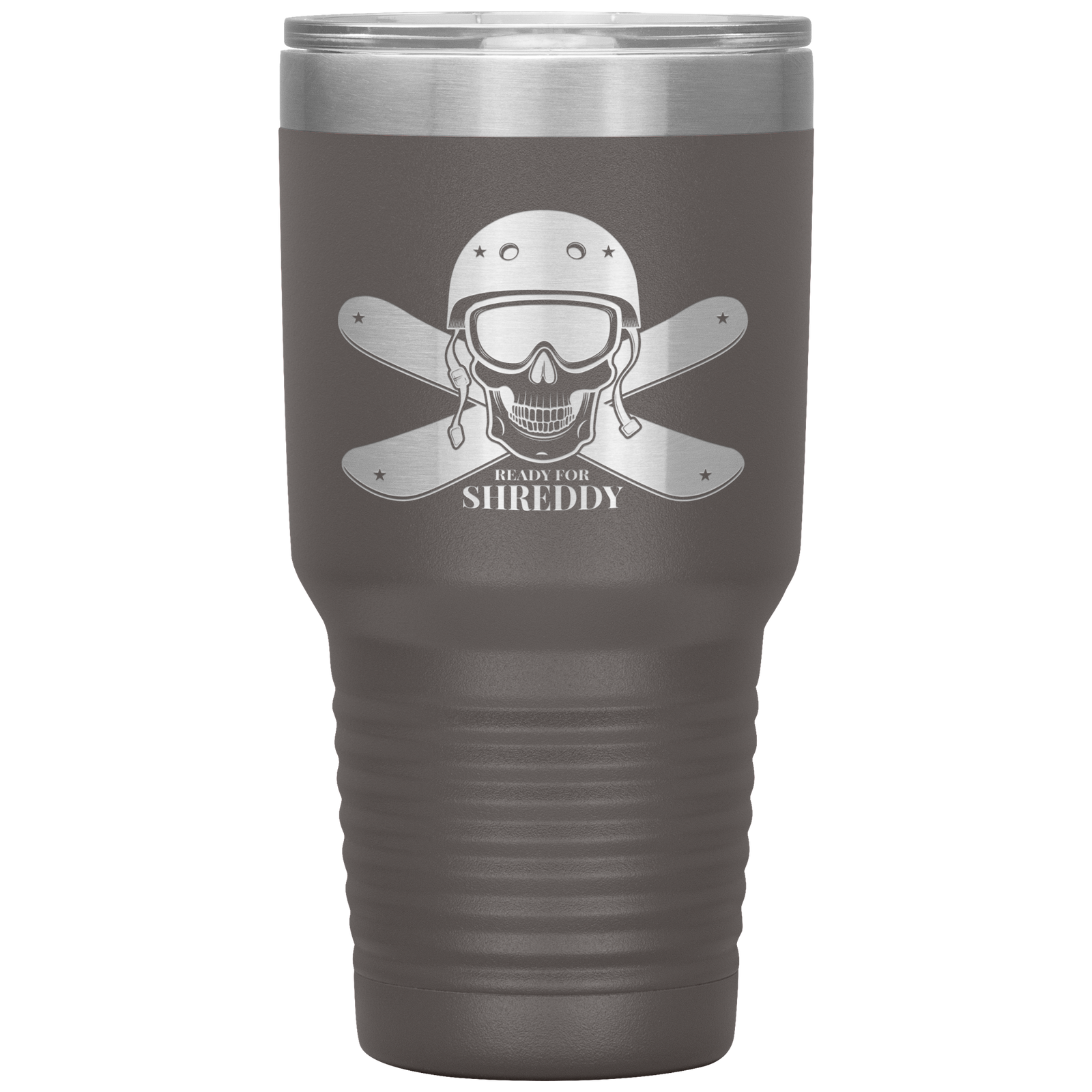 Ready For Shreddy Skeleton Skis 30oz Tumbler - Powderaddicts